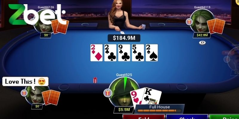 Các lựa chọn cược trong Poker tại ZBET